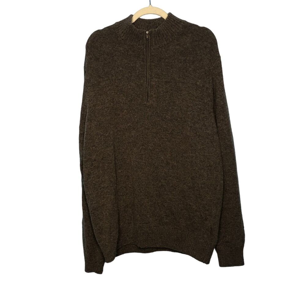 Legendary Whitetails Sweater Mens Large Brown 1/4 Zip Casual Pullover Shirt Wool